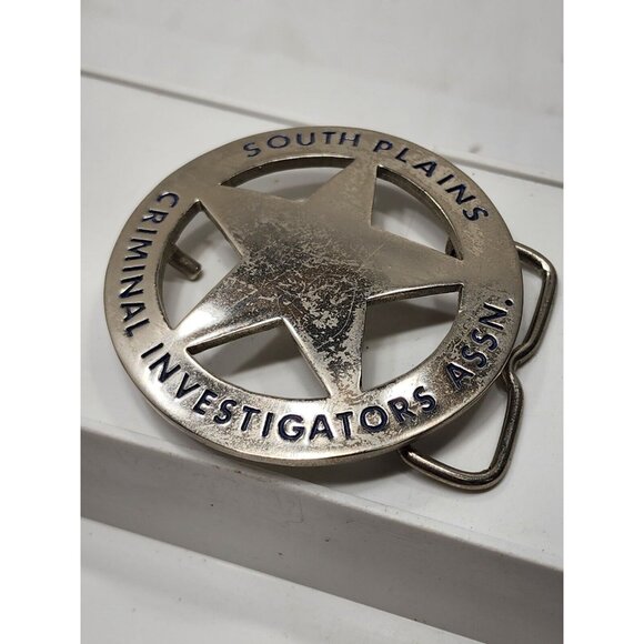 Vintage 1992 South Plains Criminal Investigators Assn Star Belt Buckle USA Made - Picture 2 of 4